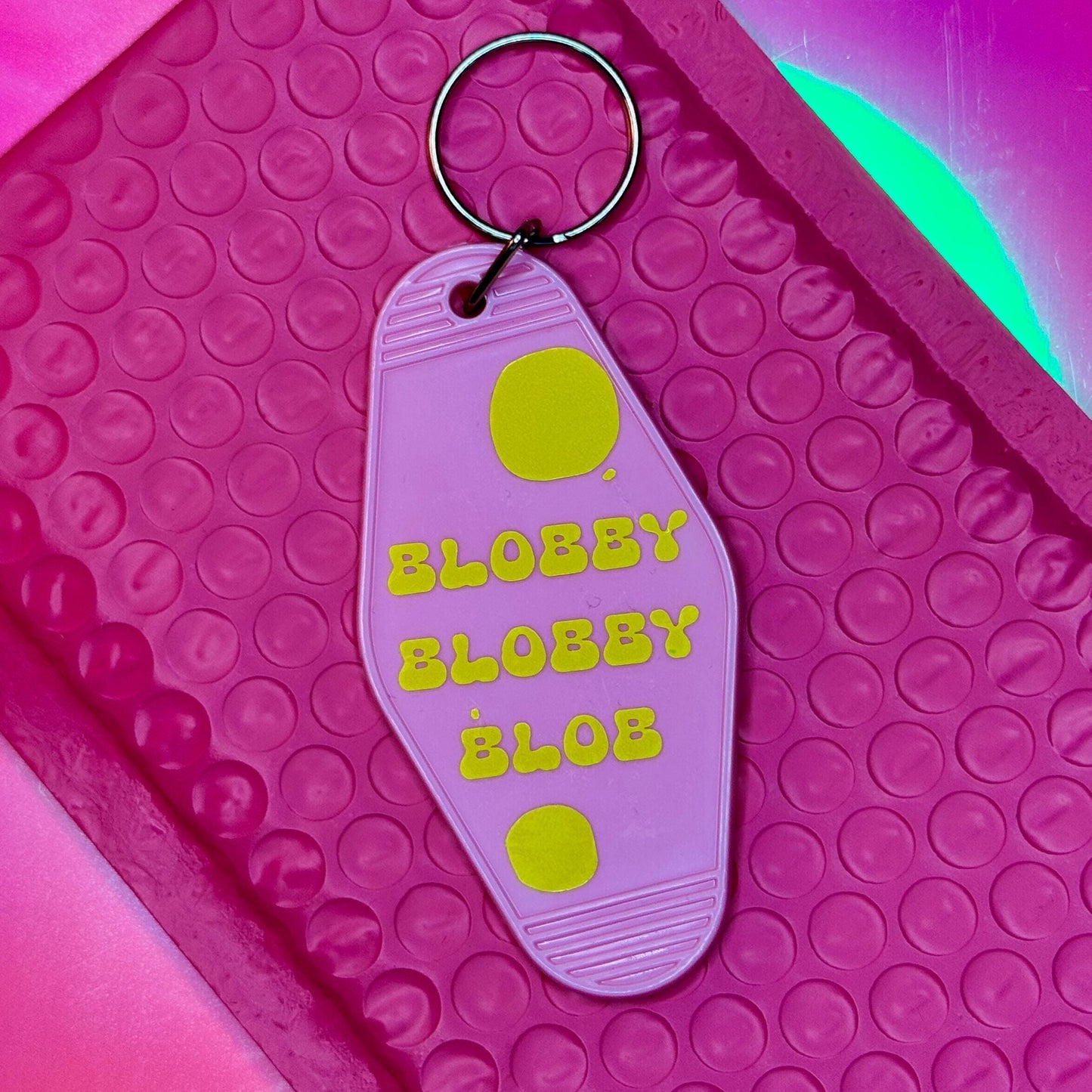 Mr. Blobby Pink Motel Keychain: Retro Novelty Gift