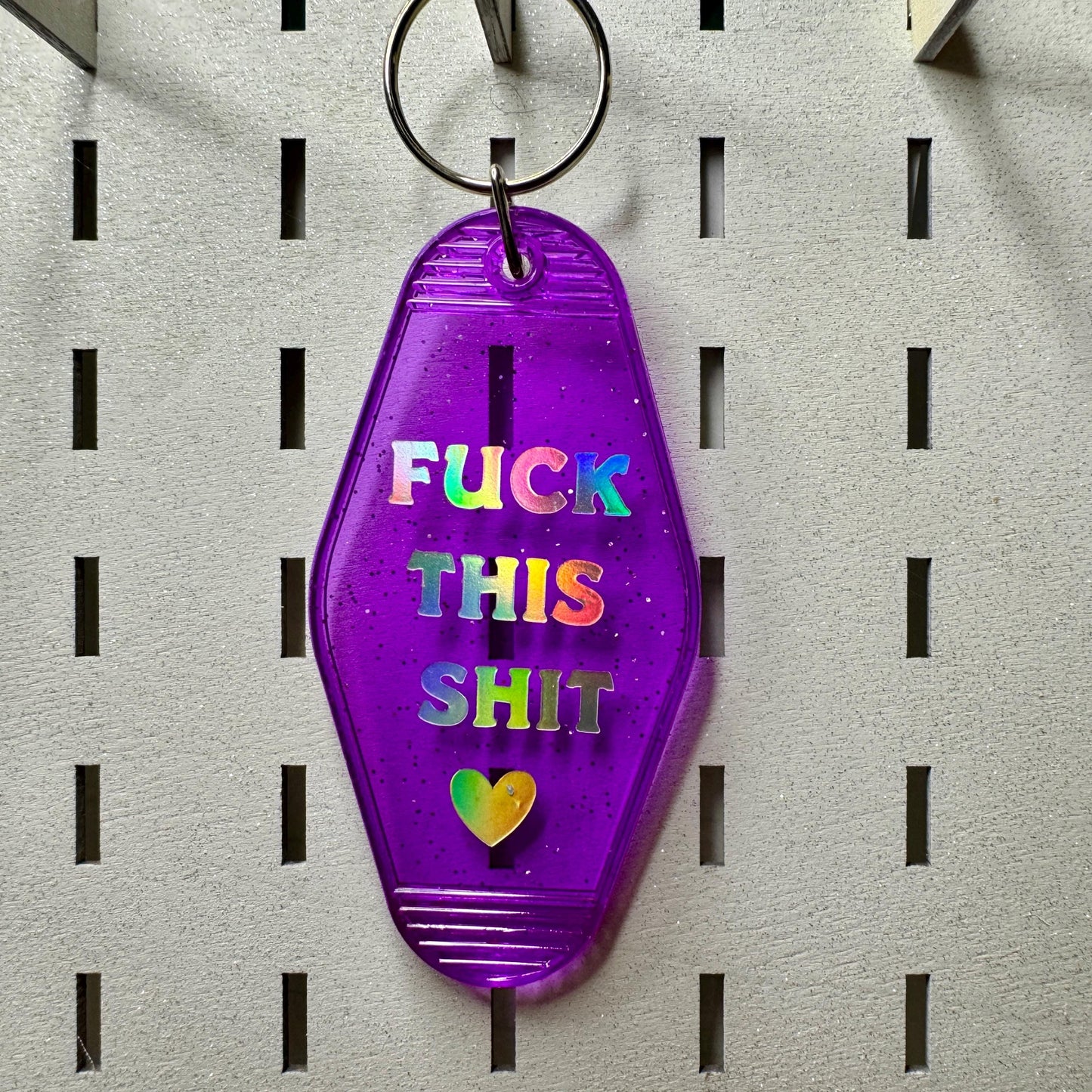 Fuck This Shit - Glitter Purple Motel Keychain