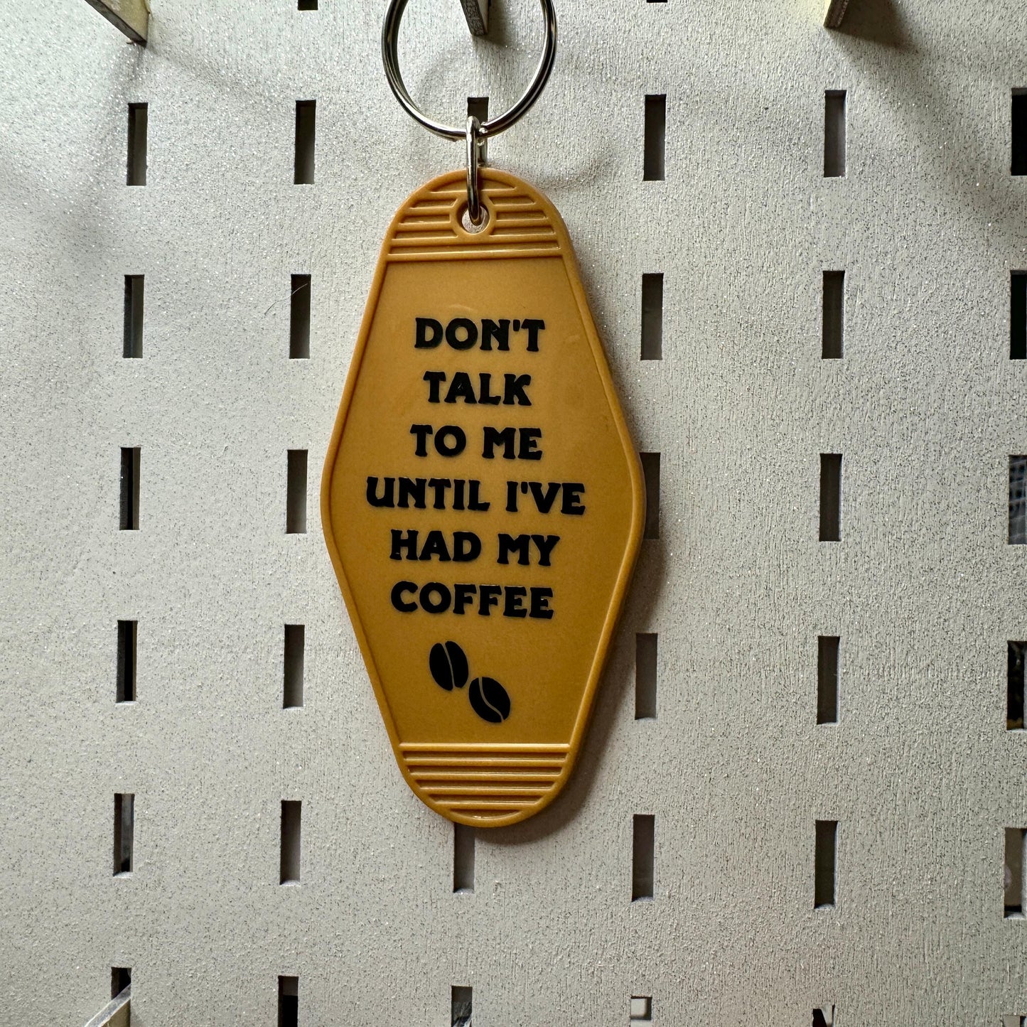 Don't talk to me until I've had my coffee - motel style keyring