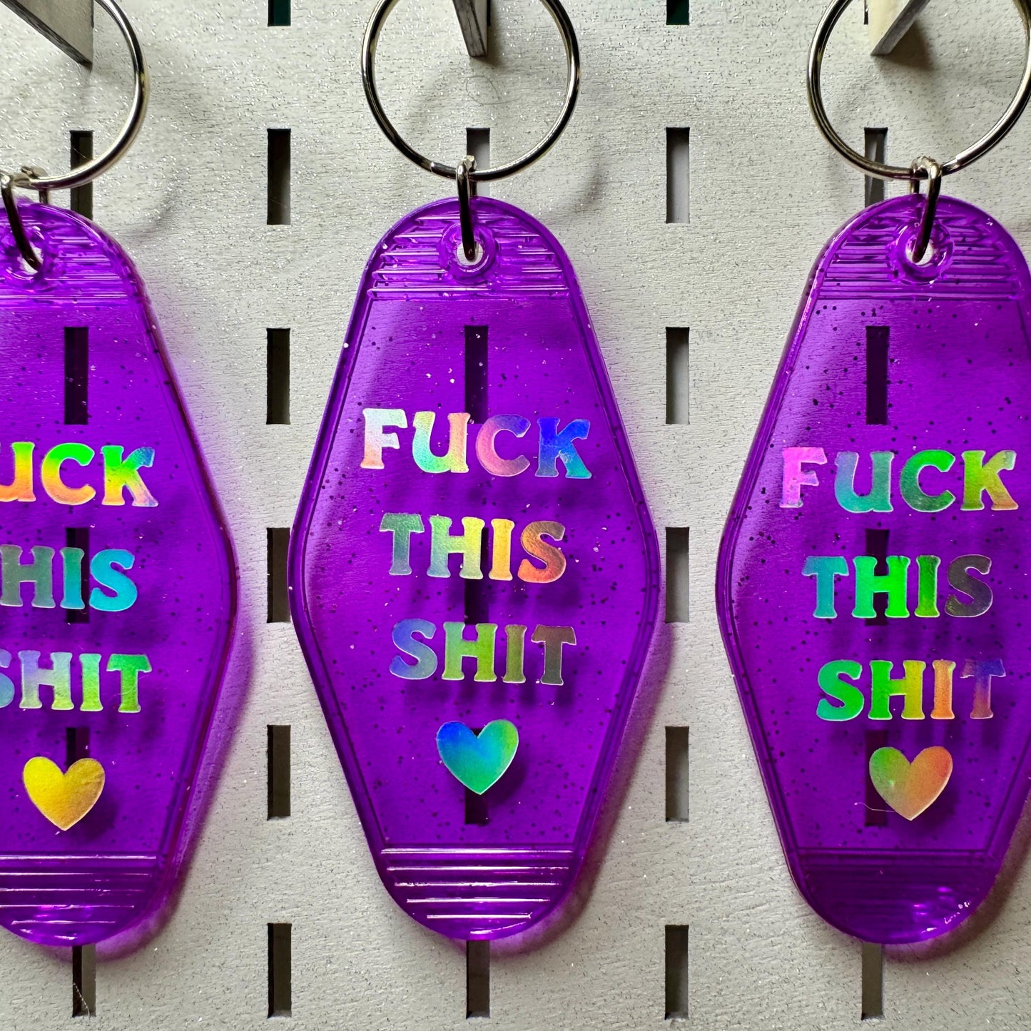 Fuck This Shit - Glitter Purple Motel Keychain