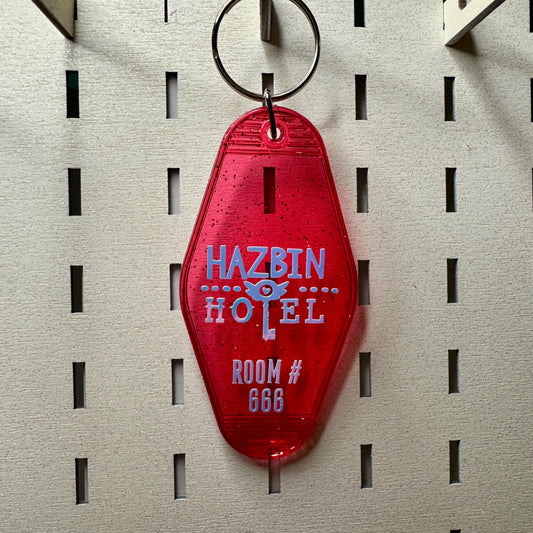 Hazbin Hotel - Red glitter Motel keyring