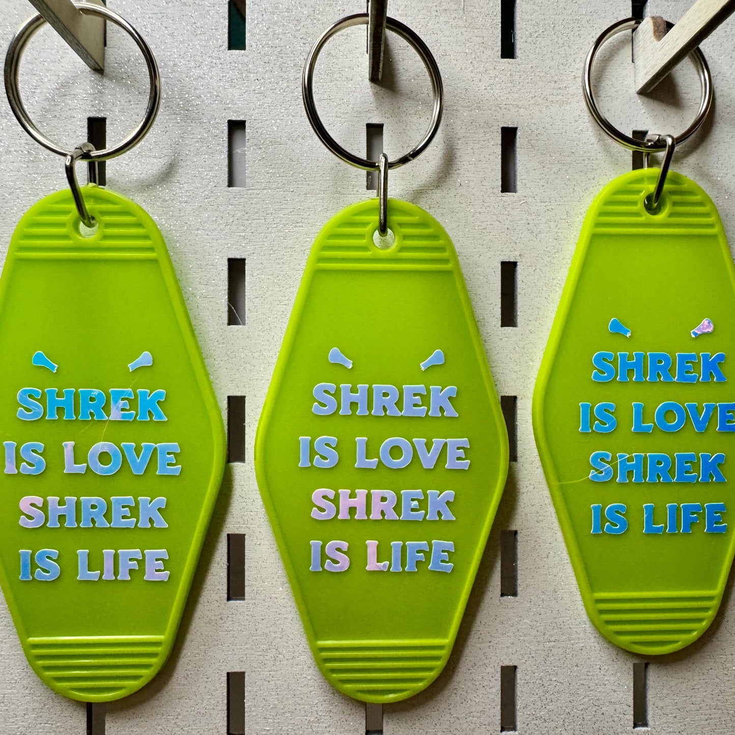 Shrek is Love Motel Keychain - Retro Green Keyring