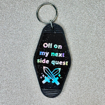 Off on my next side quest - Glitter Black Motel Keychain