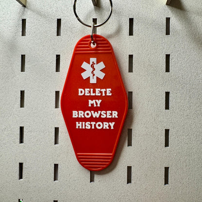 Medical Alert - Delete my browser history - Funny Red Motel keyring