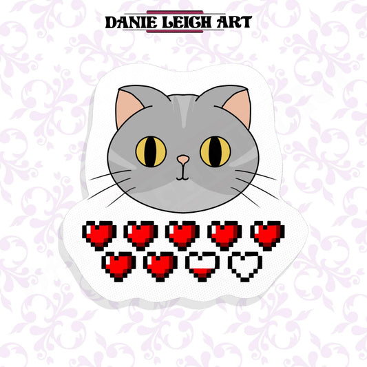 9 Lives Gamer Cat Sticker - Holographic or Vinyl