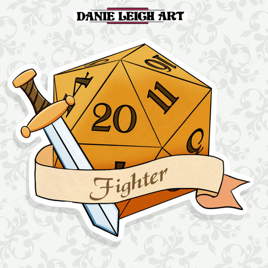 Fighter Dungeons and Dragons Sticker - Vinyl or Holographic three sizes