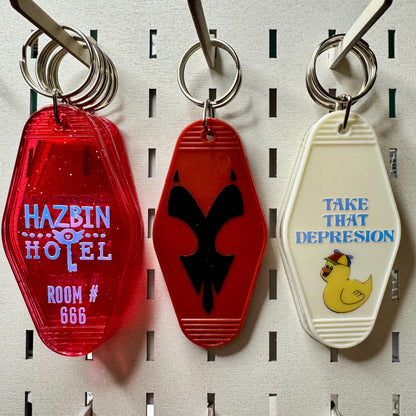 Hazbin Hotel - Red glitter Motel keyring