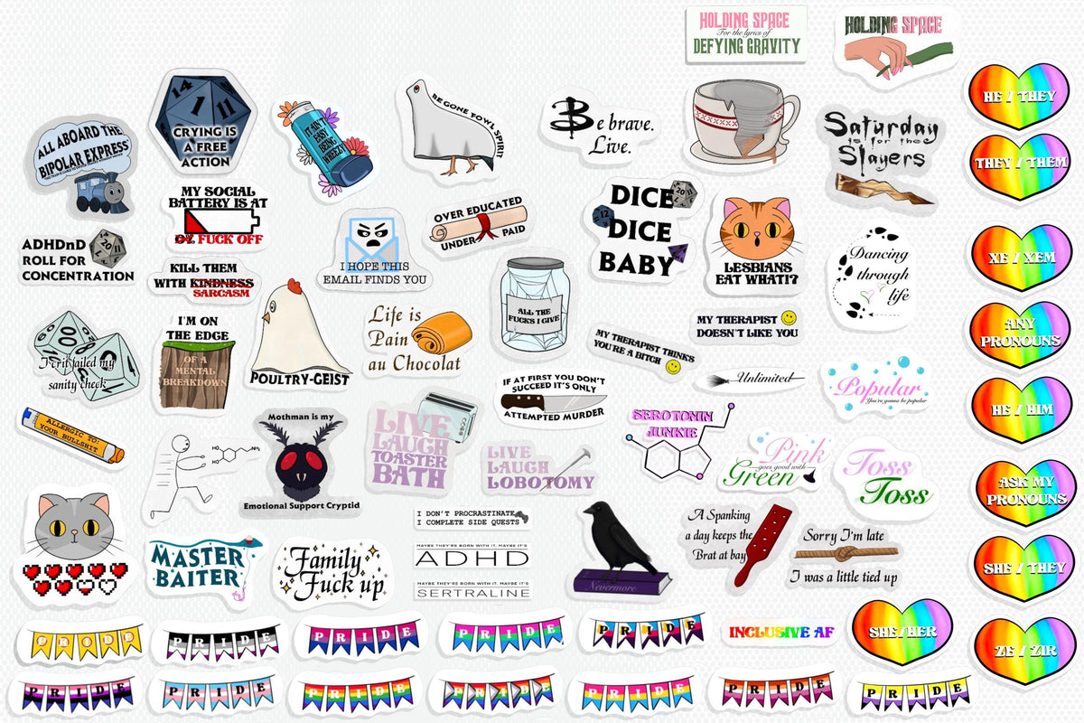 Oops! Sticker Bundle - Various sizes, types, misprints that are still good quality! LIMITED STOCK