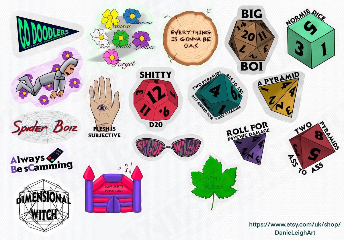 Oops! Sticker Bundle - Various sizes, types, misprints that are still good quality! LIMITED STOCK