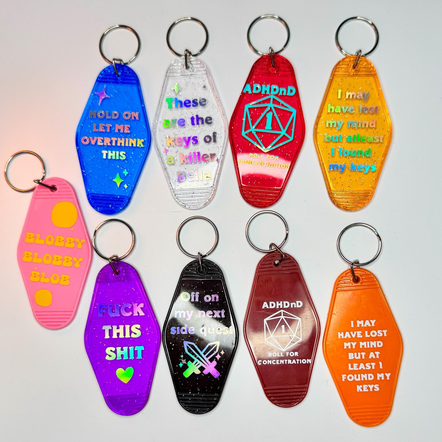Bella! Where the hell have you been, loca? - Black Glitter Motel style Keychain