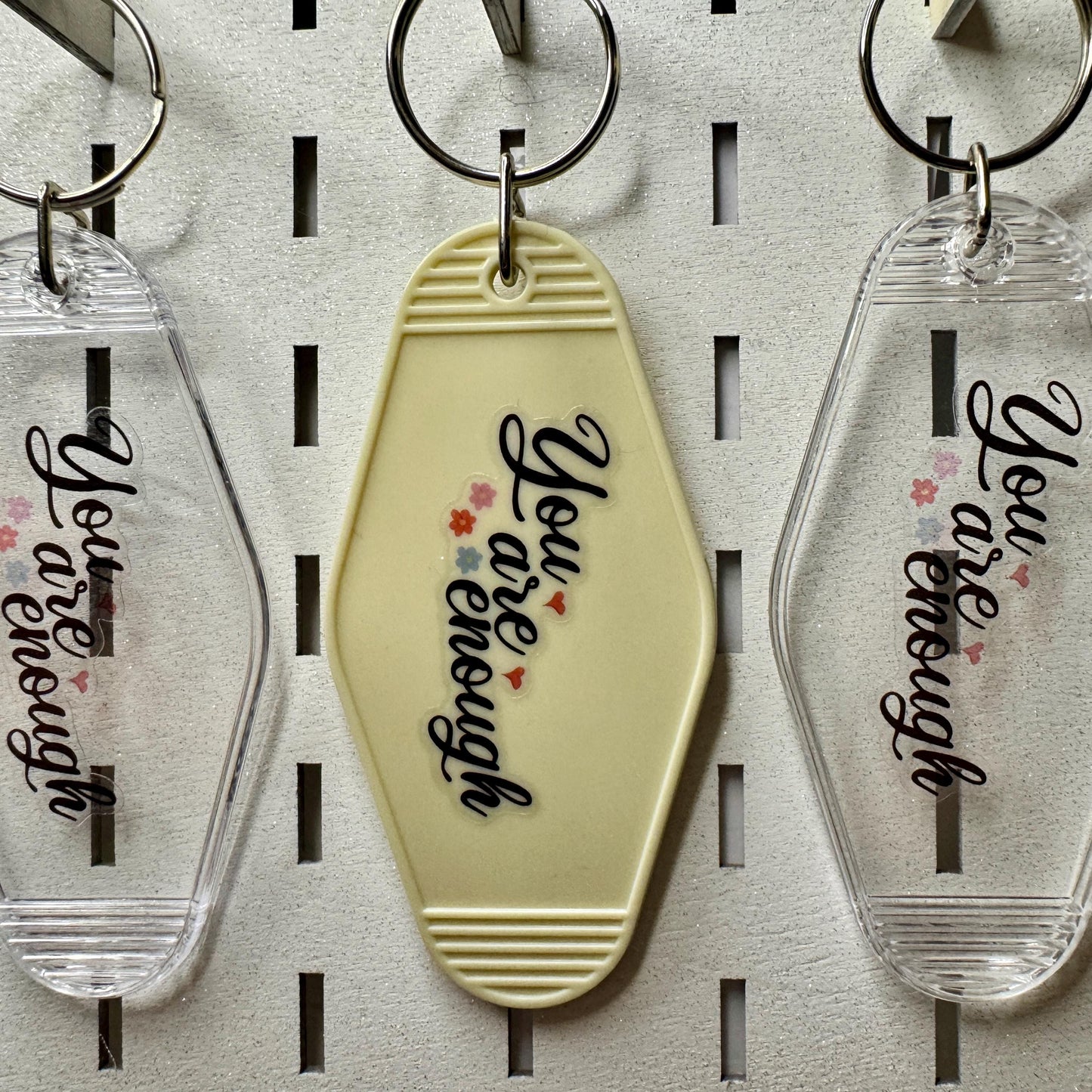 You are enough - Cream or Clear Motel keyring