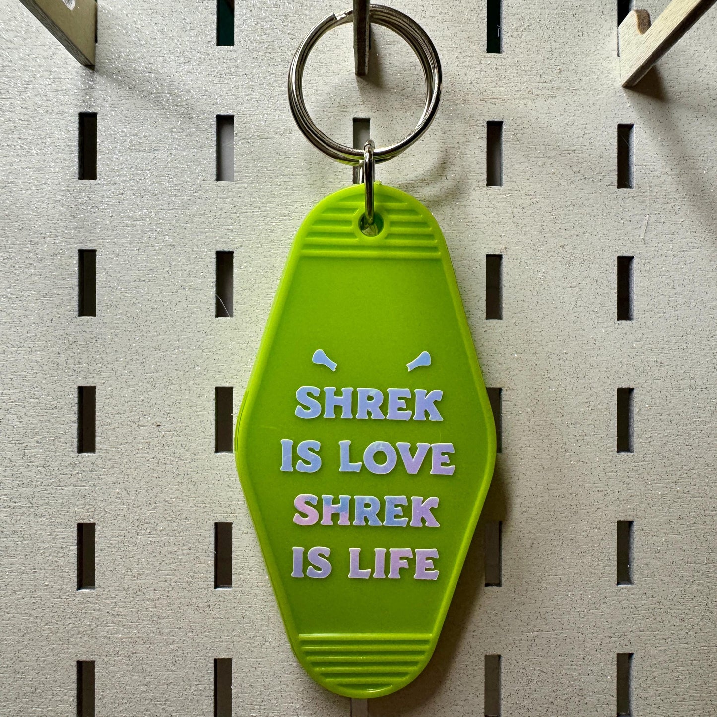 Shrek is Love Motel Keychain - Retro Green Keyring