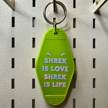 Shrek is Love Motel Keychain - Retro Green Keyring