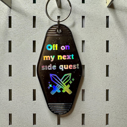 Off on my next side quest - Glitter Black Motel Keychain