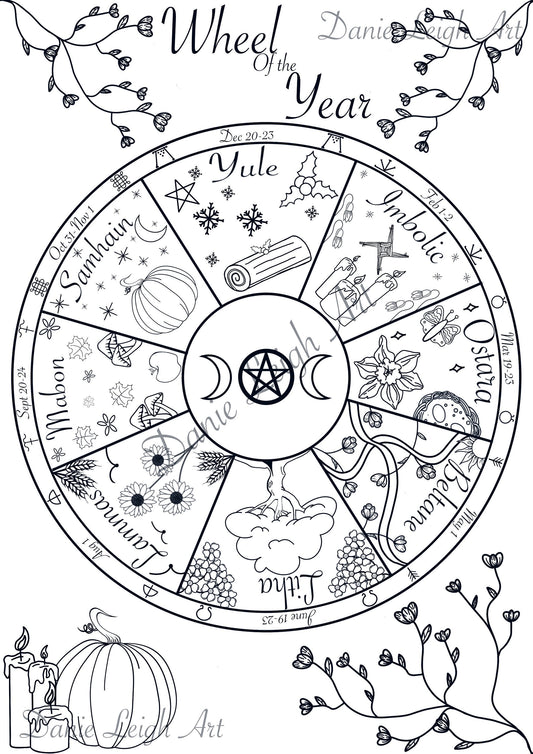Wheel of the Year Wicca Book of Shadows Digital Download - Colour in