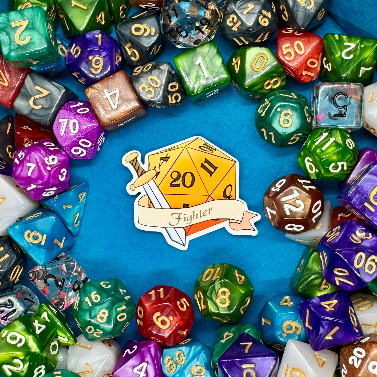 Fighter Dungeons and Dragons Sticker - Vinyl or Holographic three sizes