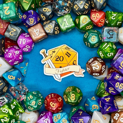 Fighter Dungeons and Dragons Sticker - Vinyl or Holographic three sizes